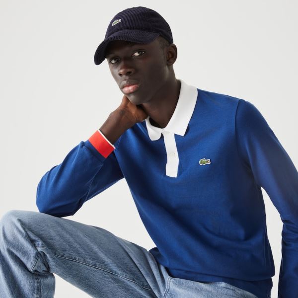 Lacoste Lacoste Regular Fit Made in France Polo Shirt - Šortky Pánské Blankyt / Bílé / Červené | CZ-